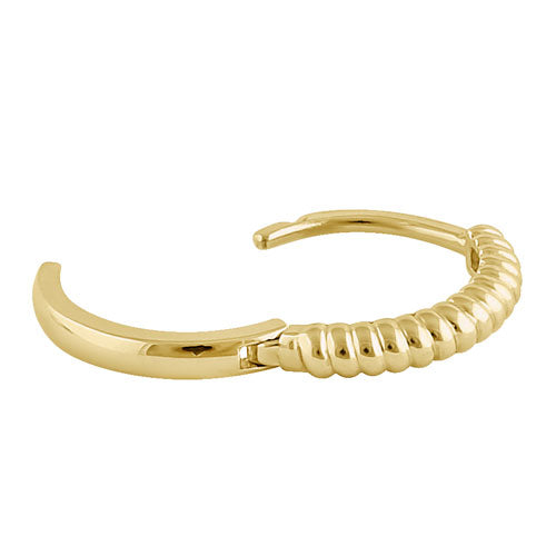 Solid 14K Yellow Gold Rope Hoop Earrings