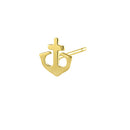 Solid 14K Yellow Gold Anchor Earrings
