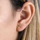 Solid 14K Yellow Gold & Rose Gold Double Heart Earrings