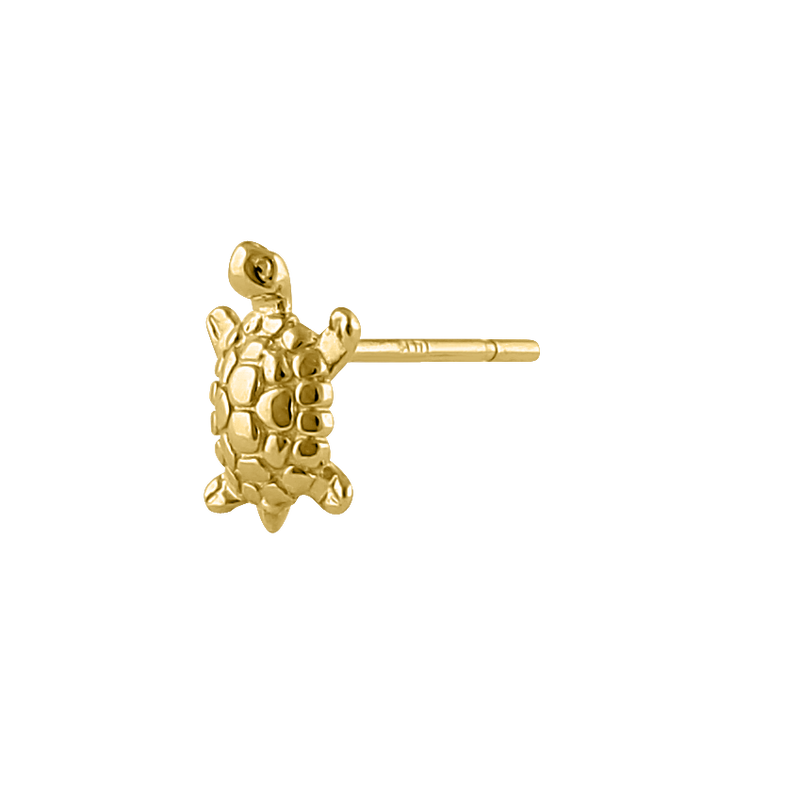 Solid 14K Yellow Gold Turtle Earrings