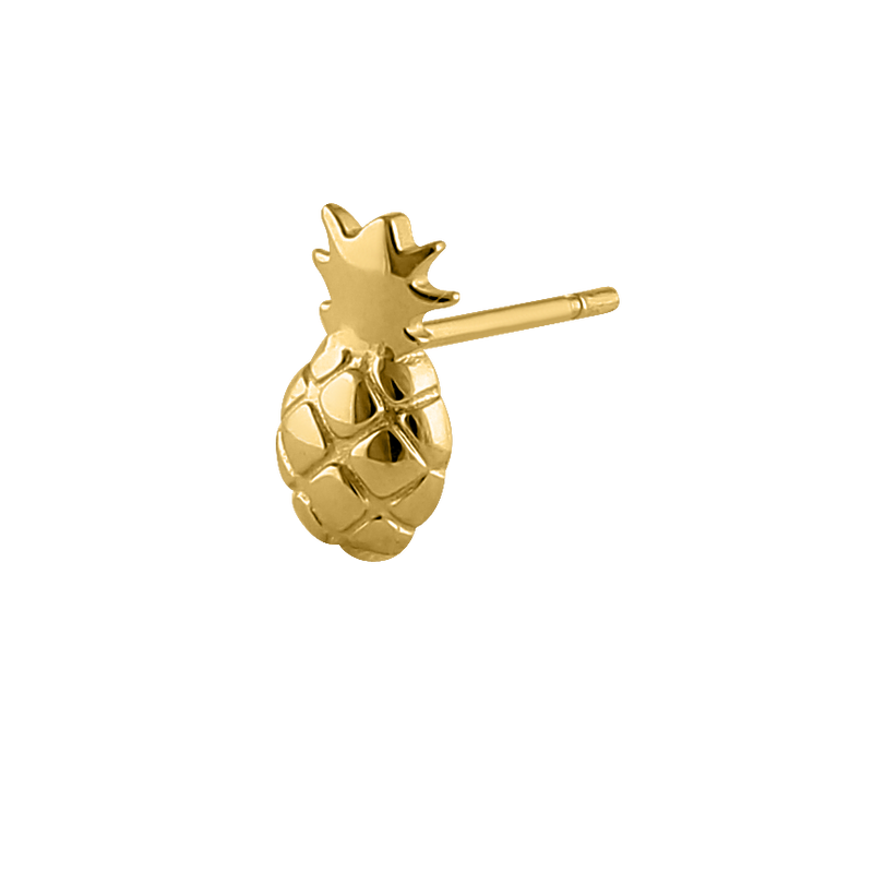 Solid 14K Yellow Gold Pineapple Earrings