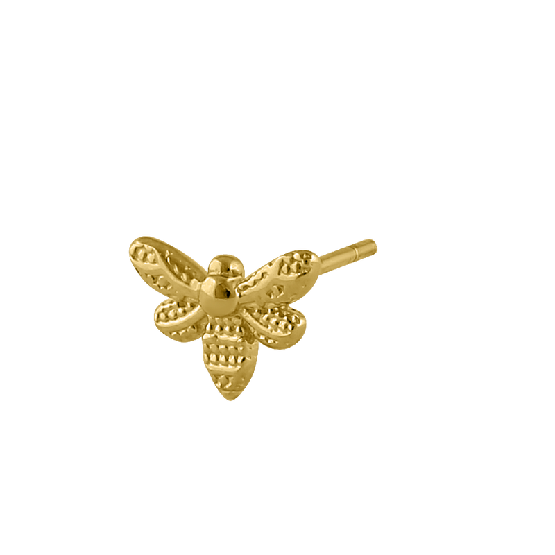 Solid 14K Yellow Gold Bee Earrings