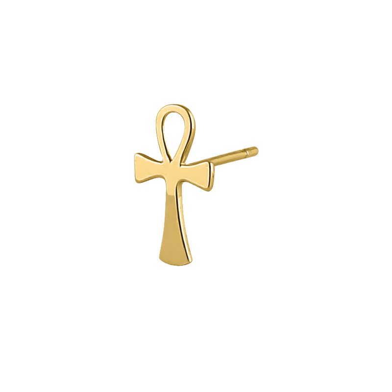 Solid 14K Yellow Gold Ankh Earrings