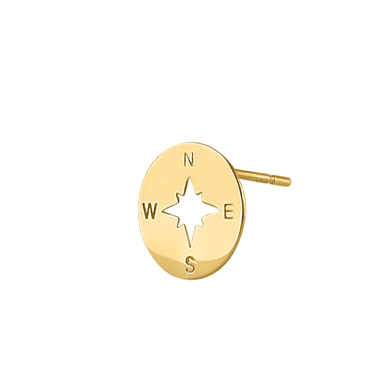Solid 14K Yellow Gold Compass Earrings
