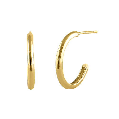 Solid 14K Yellow Gold Half Loop Earrings