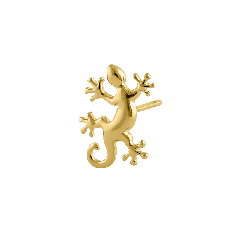 Solid 14K Yellow Gold Gecko Earrings