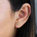 Solid 14K Yellow Gold Twin Dolphin Earrings