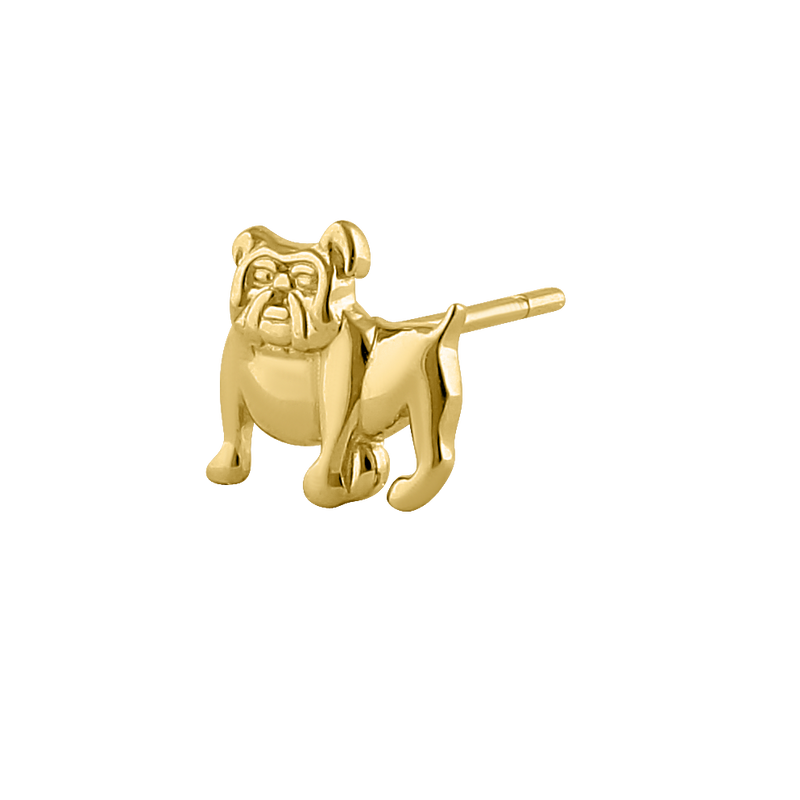 Solid 14K Yellow Gold Bull Dog Earrings