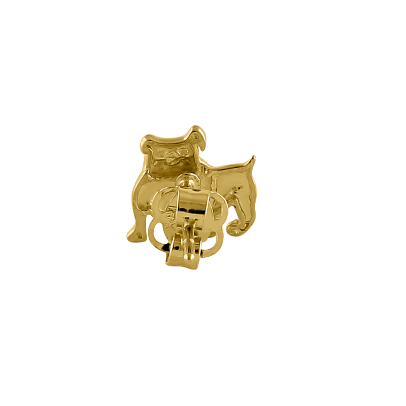 Solid 14K Yellow Gold Bull Dog Earrings