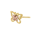 Solid 14K Yellow Gold & Rose Gold Double Butterfly Earrings