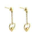 Solid 14K Yellow Gold Dangle Heart Earrings