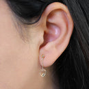 Solid 14K Yellow Gold Dangle Heart Earrings