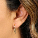 Solid 14K Yellow Gold Dangle Angel Wings Earrrings