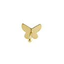 Solid 14K Yellow Gold Tiny Butterfly Straight Nose Stud
