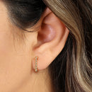 Solid 14k Yellow Gold Beaded Bar Stud Earrings