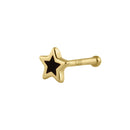 Solid 14K Gold Black Star Nose Stud