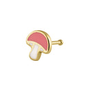 Solid 14K Gold Pink and White Mushroom Nose Stud