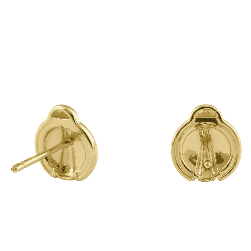 Solid 14K Gold Red Enamel Handpainted Lady Bug Earrings