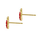 Solid 14K Gold Red Enamel Handpainted Lady Bug Earrings