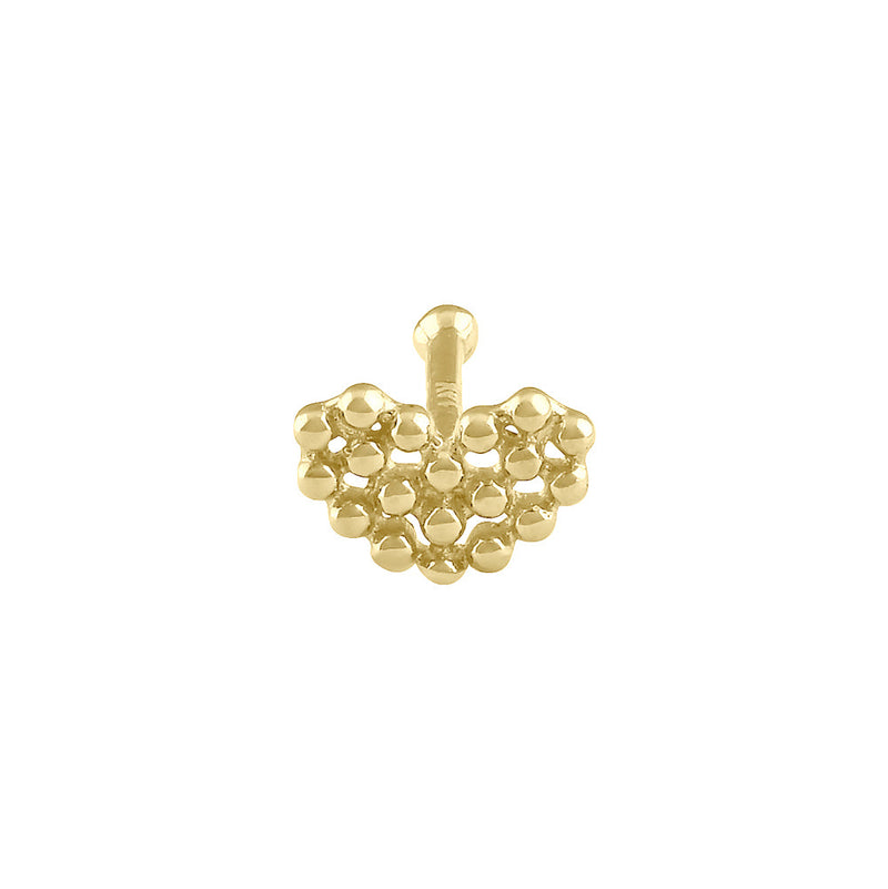 Solid 14K Gold Dotted Heart Nose Stud