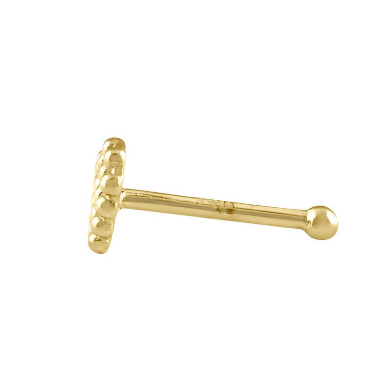 Solid 14K Gold Dotted Heart Nose Stud