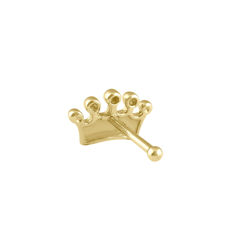 Solid 14K Gold Crown Nose Stud