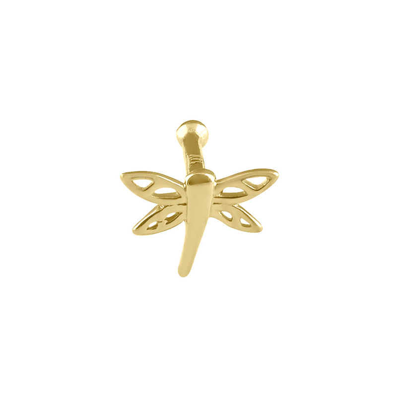 Solid 14K Gold Dragonfly Nose Stud