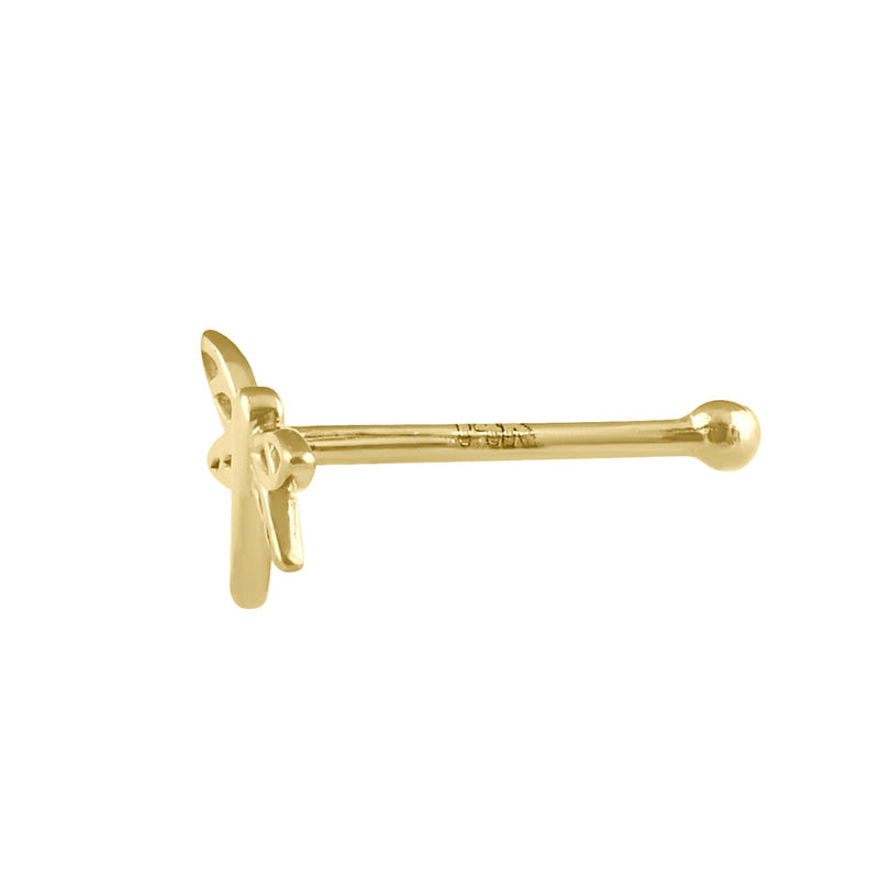 Solid 14K Gold Dragonfly Nose Stud