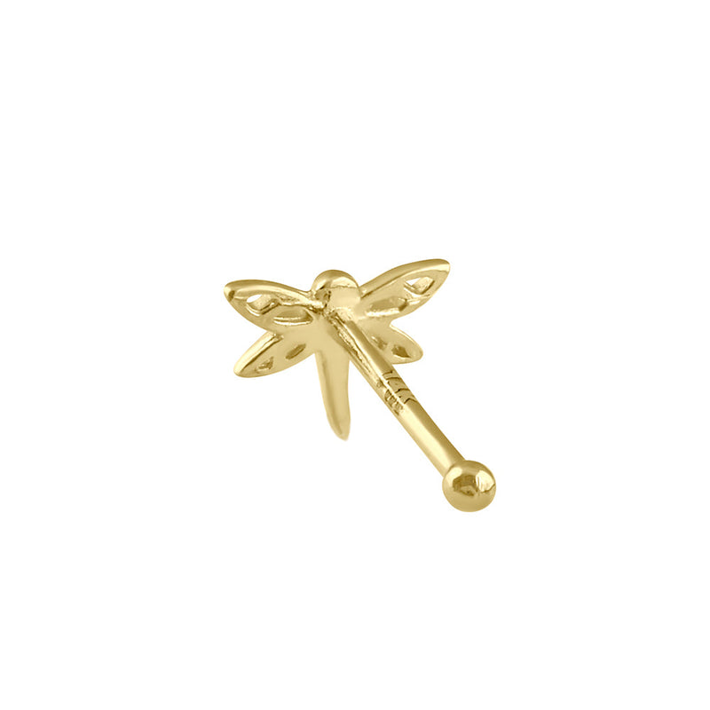 Solid 14K Gold Dragonfly Nose Stud