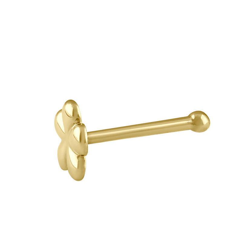 Solid 14K Gold Flower Nose Stud