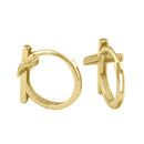 Solid 14K Gold Cross Hoop Earrings