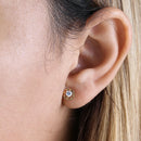 .34 ct Solid 14K Yellow Gold Infinity Flower Clear CZ Earrings