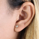 Solid 14K Yellow Gold Butterfly Clear CZ Earrings