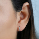 Solid 14K Yellow Gold 2 x 9.5mm Round CZ Hoop Earrings