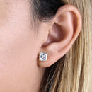 3.92 ct Solid 14K Yellow Gold 7mm Princess Cut Clear CZ Earrings