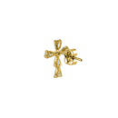 Solid 14K Yellow Gold Drop CZ Cross Earrings