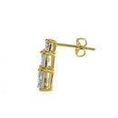 Solid 14K Yellow Gold Triple Princess CZ Earrings