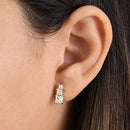 Solid 14K Yellow Gold Triple Princess CZ Earrings