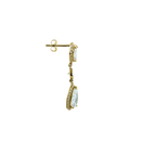 Solid 14K Yellow Gold Vintage Dangle CZ Earrings