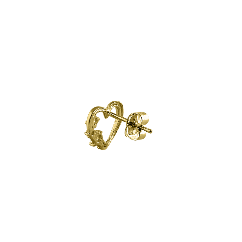 Solid 14K Yellow Gold Heart CZ Earrings