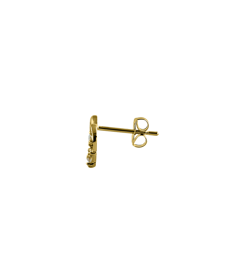 Solid 14K Yellow Gold Heart CZ Earrings