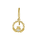 Solid 14K Yellow Gold Claddagh CZ Hook Earrings