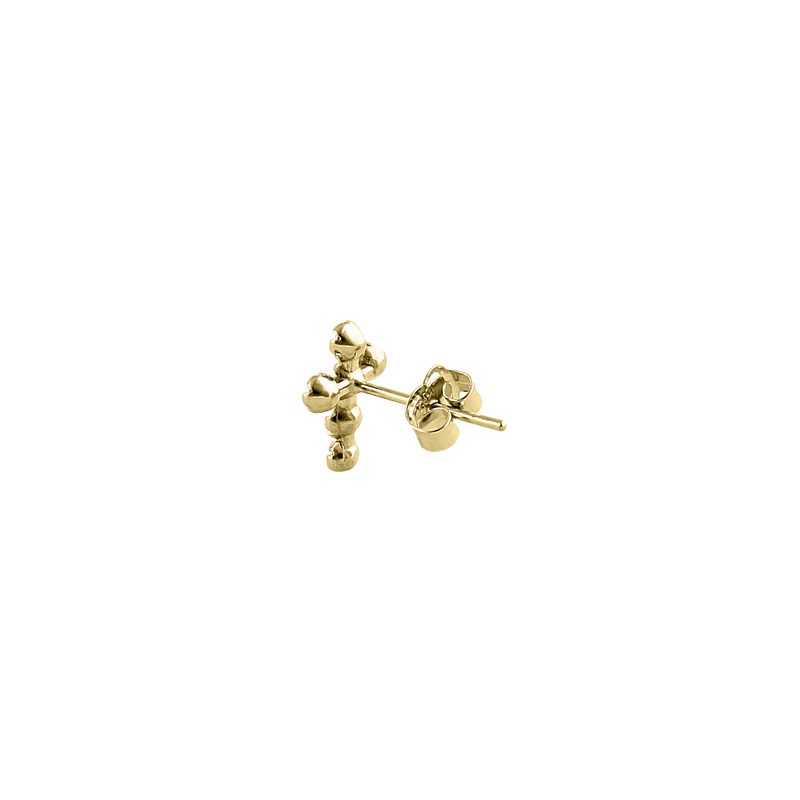 Solid 14K Yellow Gold Round Cross CZ Earrings