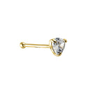 Solid 14K Yellow Gold Heart CZ Nose Stud
