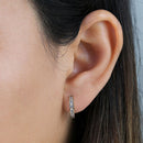 Solid 14K Yellow Gold CZ Hoop Earrings