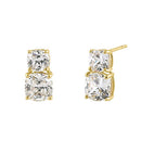 Solid 14K Yellow Gold 2 Tier CZ Earrings