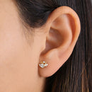 Solid 14K Yellow Gold Swan CZ Earrings