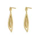 Solid 14K Yellow Gold Dangle Drop CZ Earrings