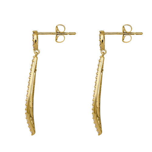 Solid 14K Yellow Gold Dangle Drop CZ Earrings