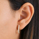 Solid 14K Yellow Gold Curved Line CZ Earrings